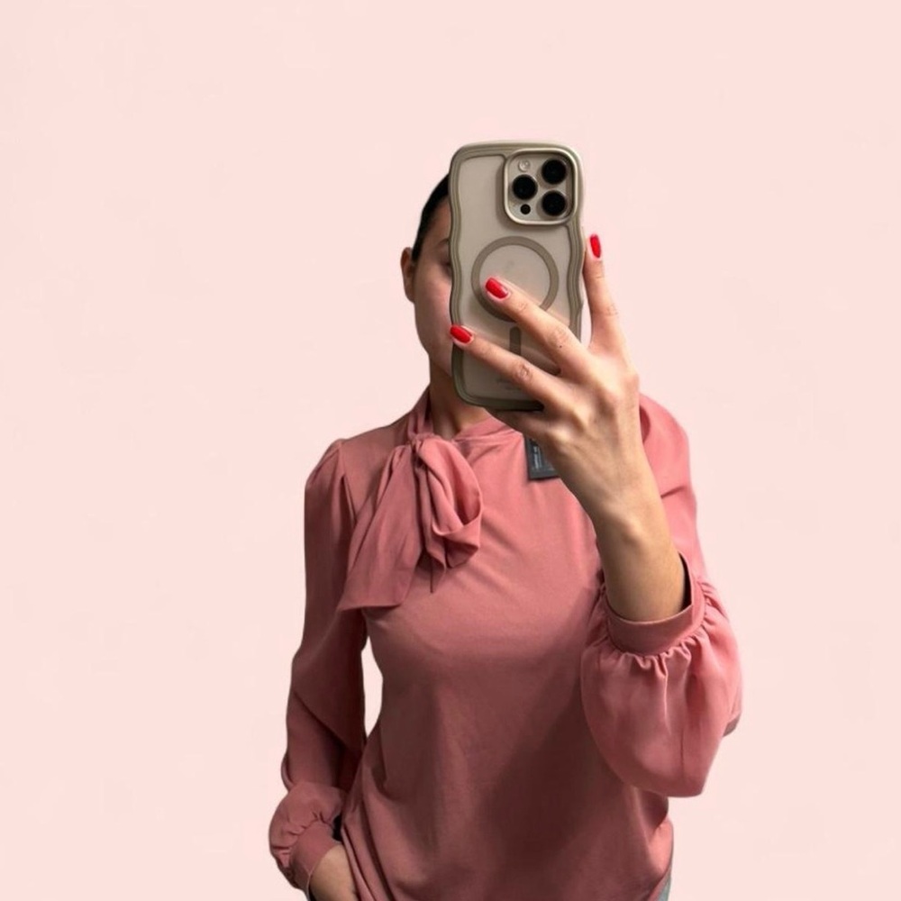 Cable & Gauge Blush Tie-Neck Blouse